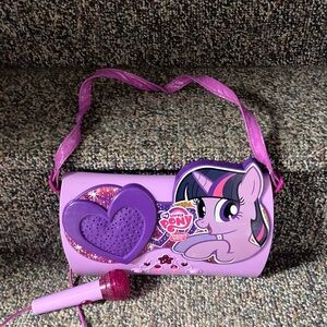 My Little Pony Pink and Purple boombox with Microphone working music speakers